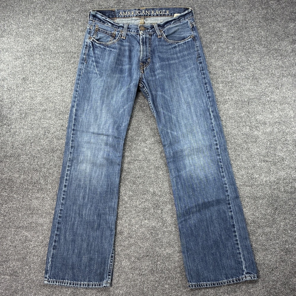 Vtg American Eagle Y2K Jeans Mens 30x30 Blue Denim Low Rise Bootcut Cowboy